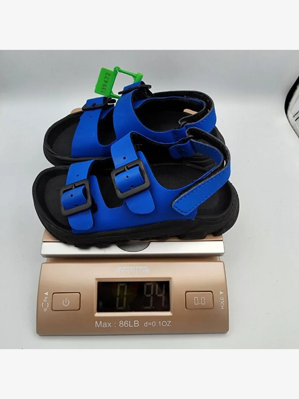 Blue/Black Double Buckle Strap Sandals | Kid's 9